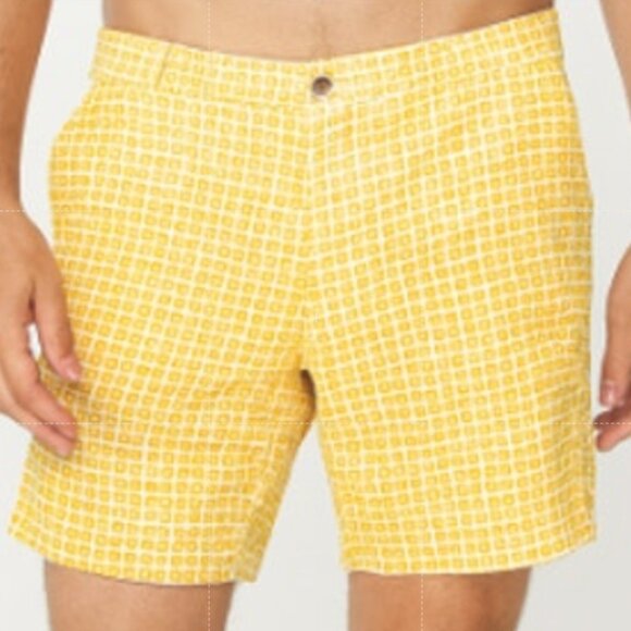 Onia Men's SZ 38 Yellow White The Calder 7.5" Swim Trunk $130.00 NEW - Picture 1 of 7